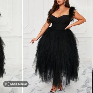 Black Tulle Bodysuit Dress